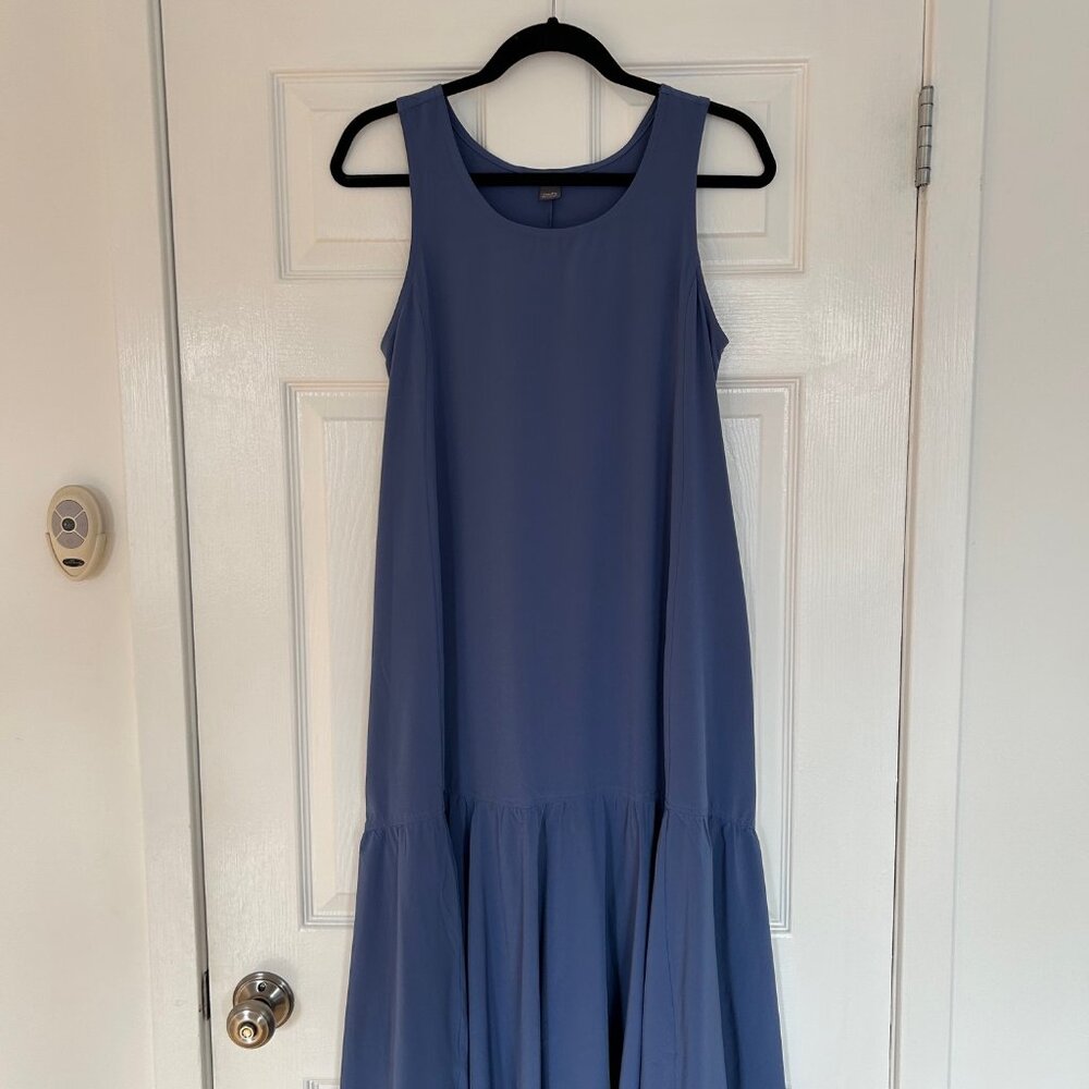 Eddie Bauer Blue Sleeveless Dress Women’s Petite Small PS Flowy Stretch Pockets